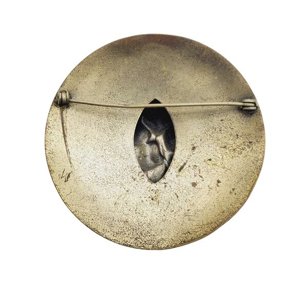 Flower Brooch Round Floral Pin Botanical Statement Boho Rustic Nature Garden - Picture 5 of 5